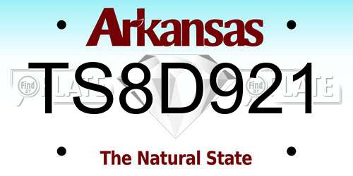 TS8D921 Arkansas License Plate