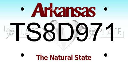 TS8D971 Arkansas License Plate