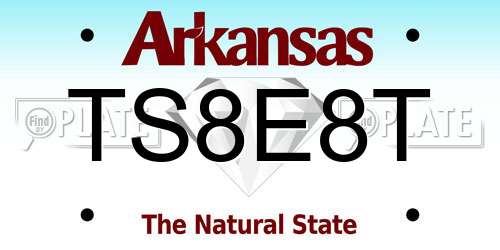 TS8E8T Arkansas License Plate