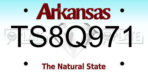 TS8Q971 Arkansas License Plate