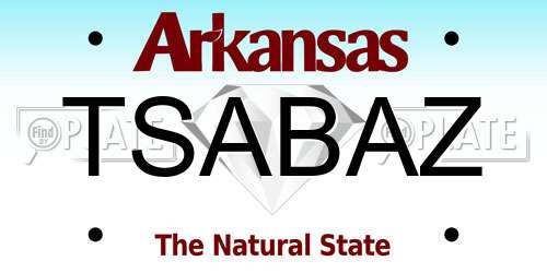 TSABAZ Arkansas License Plate