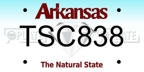 TSC838 Arkansas License Plate