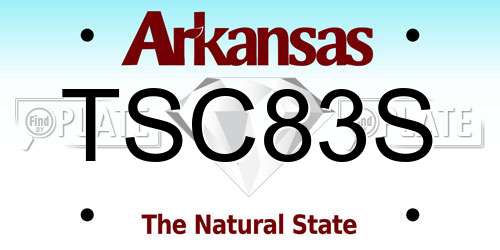 TSC83S Arkansas License Plate