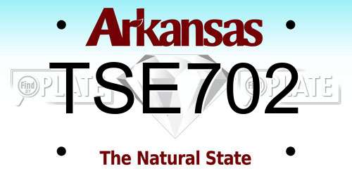 TSE702 Arkansas License Plate