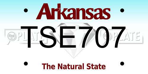 TSE707 Arkansas License Plate
