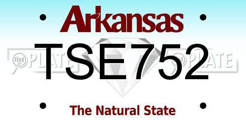 TSE752 Arkansas License Plate