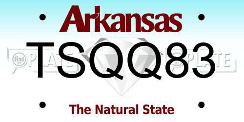 TSQQ83 Arkansas License Plate