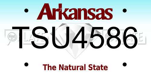 TSU4586 Arkansas License Plate