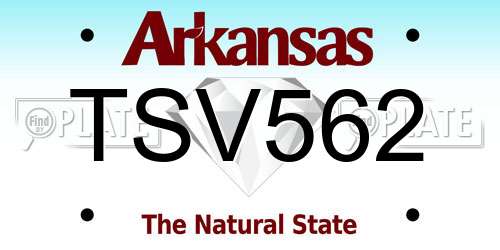 TSV562 Arkansas License Plate