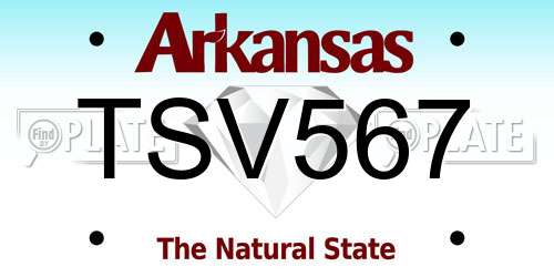 TSV567 Arkansas License Plate