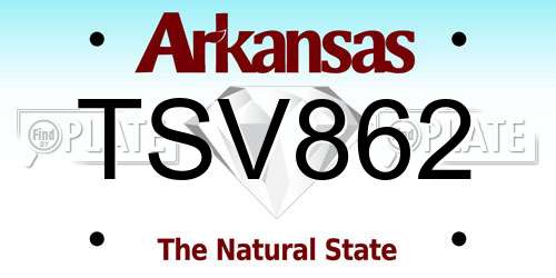 TSV862 Arkansas License Plate