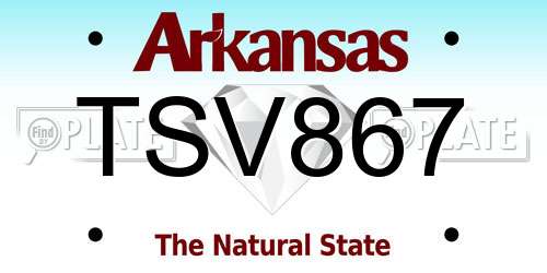 TSV867 Arkansas License Plate