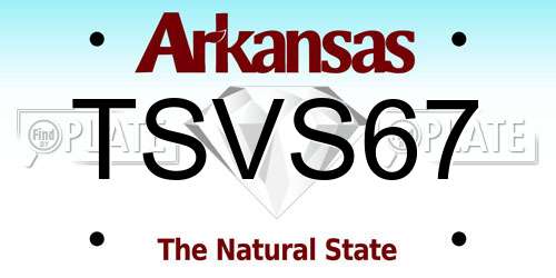TSVS67 Arkansas License Plate