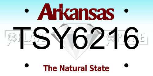 TSY6216 Arkansas License Plate
