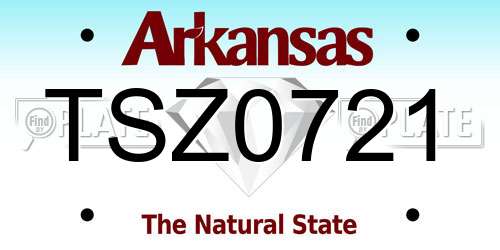 TSZ0721 Arkansas License Plate