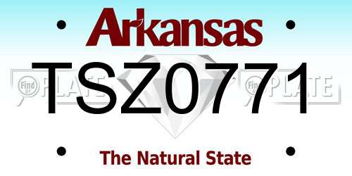 TSZ0771 Arkansas License Plate
