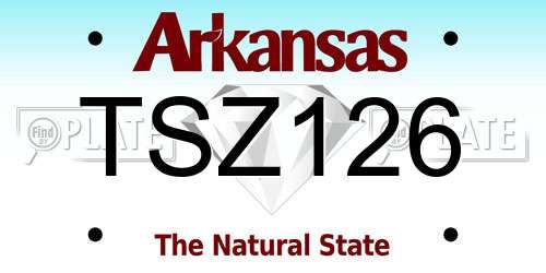 TSZ126 Arkansas License Plate