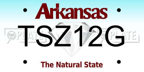 TSZ12G Arkansas License Plate