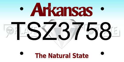 TSZ3758 Arkansas License Plate
