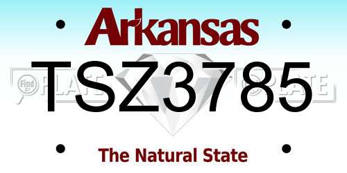 TSZ3785 Arkansas License Plate