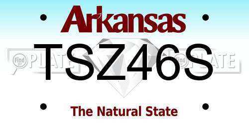 TSZ46S Arkansas License Plate