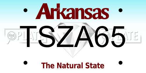 TSZA65 Arkansas License Plate