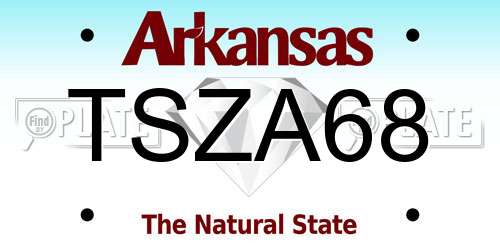 TSZA68 Arkansas License Plate