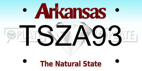 TSZA93 Arkansas License Plate