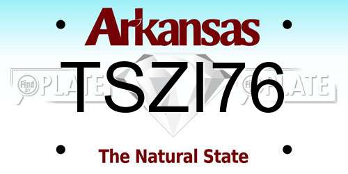 TSZI76 Arkansas License Plate