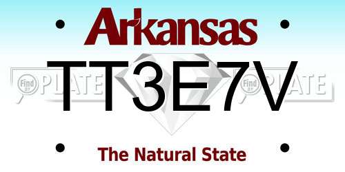 TT3E7V Arkansas License Plate