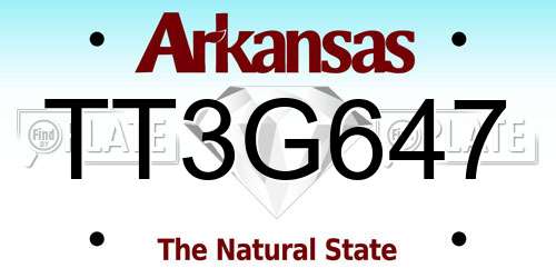 TT3G647 Arkansas License Plate