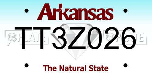 TT3Z026 Arkansas License Plate