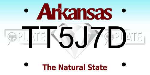 TT5J7D Arkansas License Plate