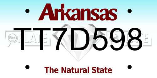 TT7D598 Arkansas License Plate