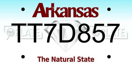 TT7D857 Arkansas License Plate