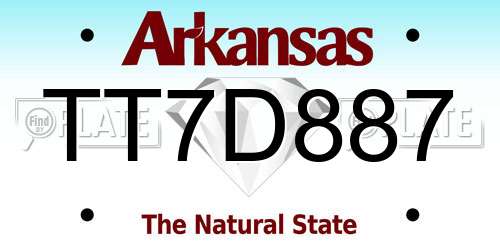 TT7D887 Arkansas License Plate