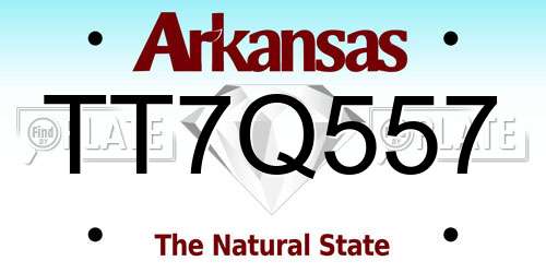 TT7Q557 Arkansas License Plate