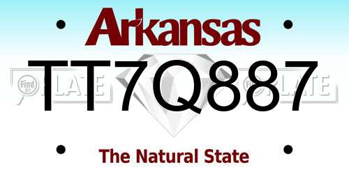 TT7Q887 Arkansas License Plate