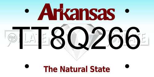 TT8Q266 Arkansas License Plate
