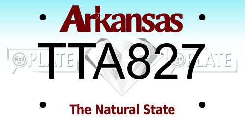 TTA827 Arkansas License Plate