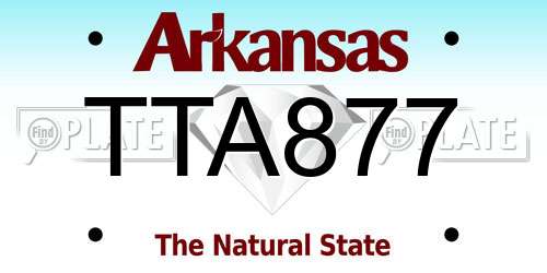 TTA877 Arkansas License Plate