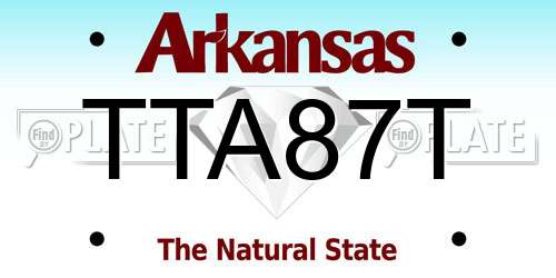 TTA87T Arkansas License Plate