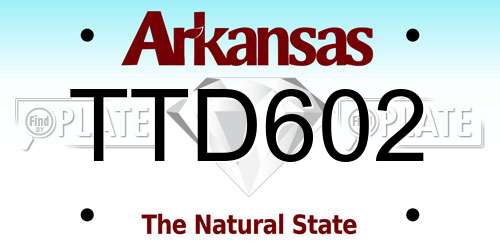 TTD602 Arkansas License Plate