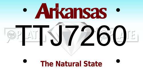 TTJ7260 Arkansas License Plate