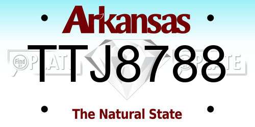 TTJ8788 Arkansas License Plate