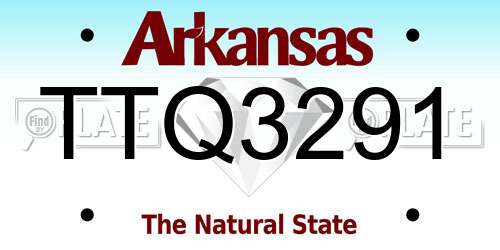 TTQ3291 Arkansas License Plate
