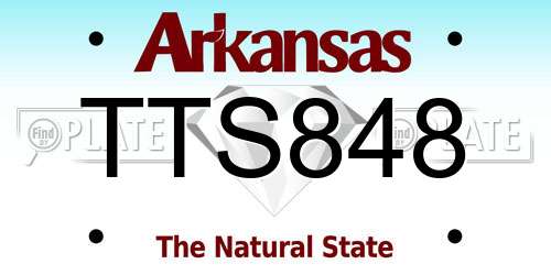 TTS848 Arkansas License Plate