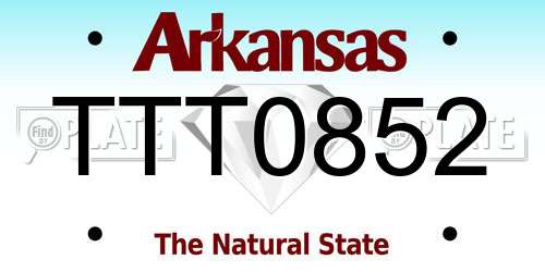 TTT0852 Arkansas License Plate