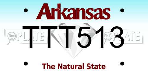 TTT513 Arkansas License Plate
