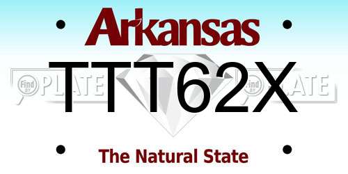 TTT62X Arkansas License Plate